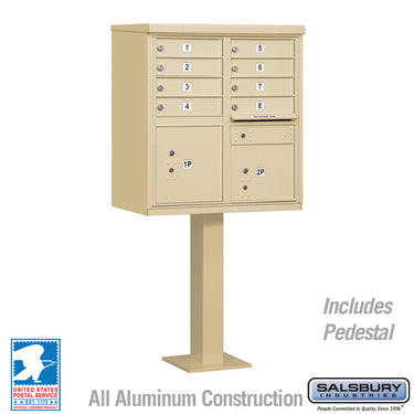 Cluster Box Unit with 8 Doors and 2 Parcel Lockers in Sandstone with USPS Access – Type I